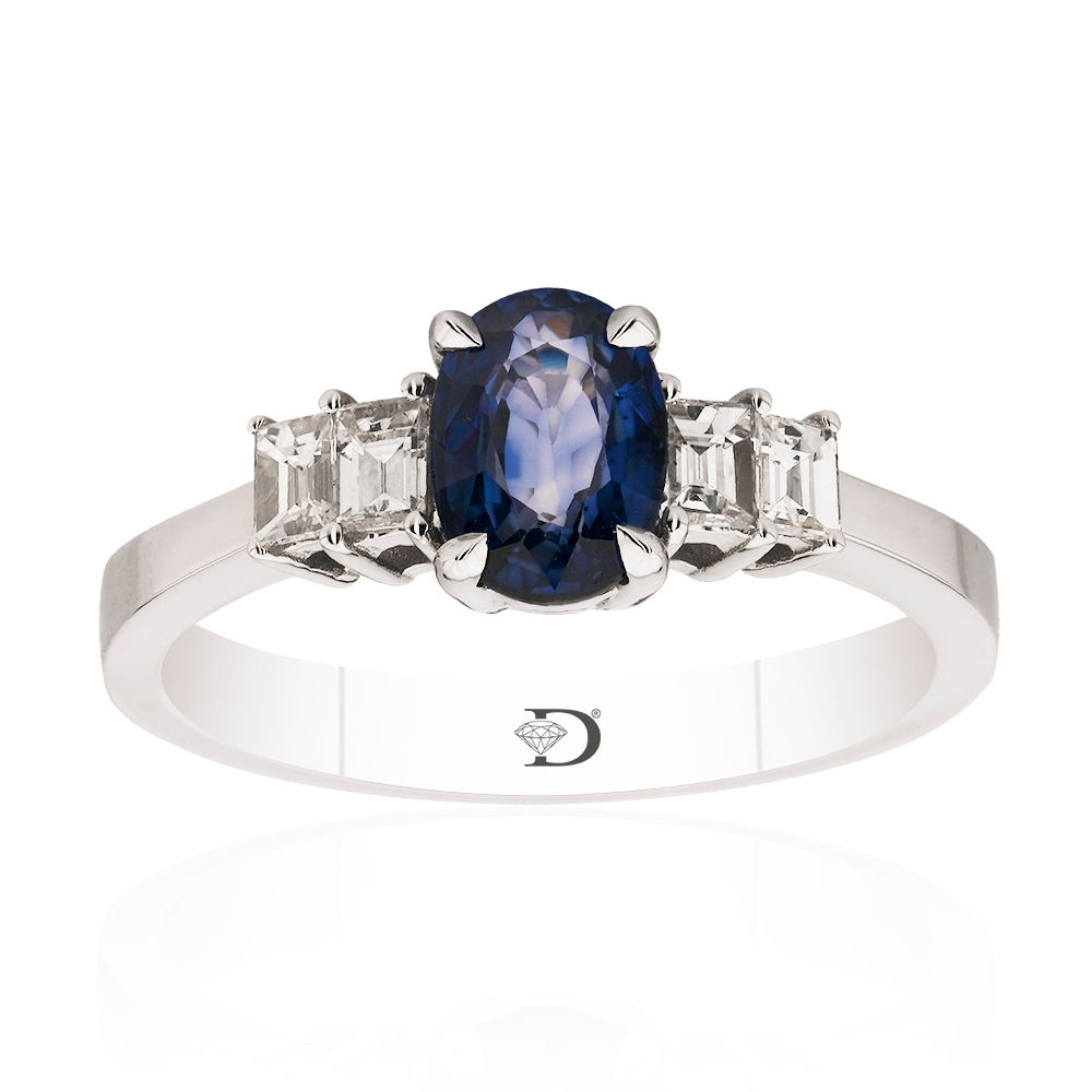 1.38 Carat Diamond Sapphire Ring