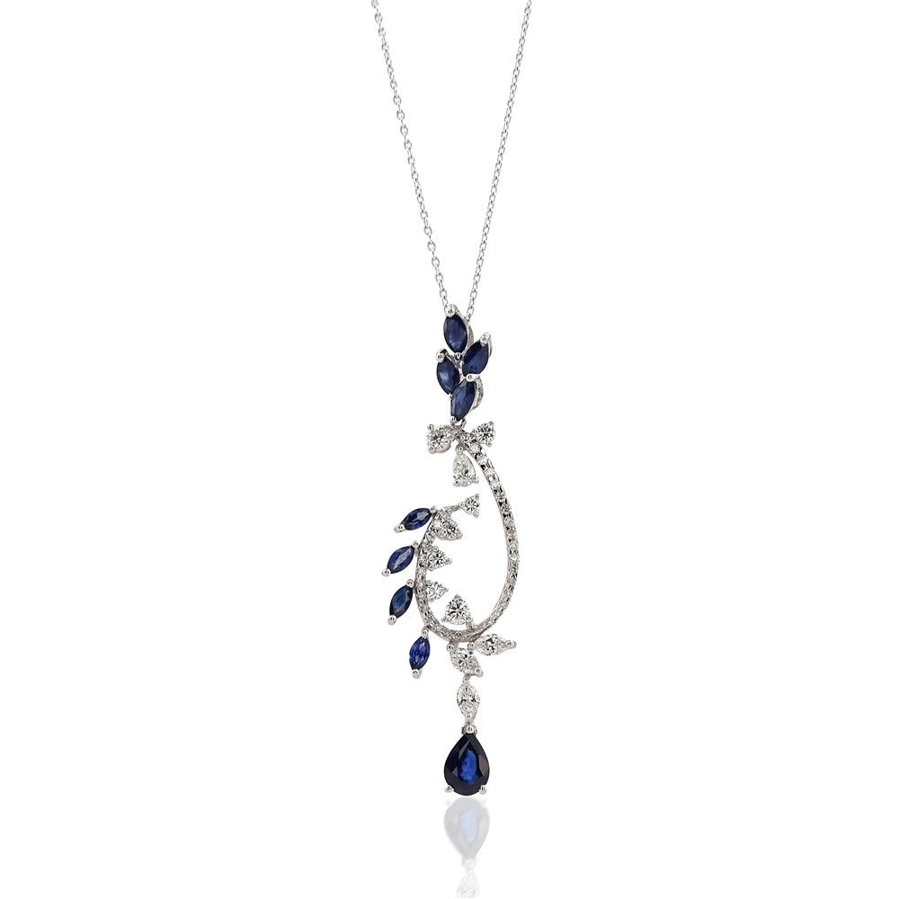 2.79 Carat Diamond Sapphire Necklace