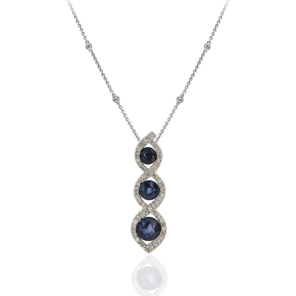 1.47 Carat Diamond Sapphire Necklace