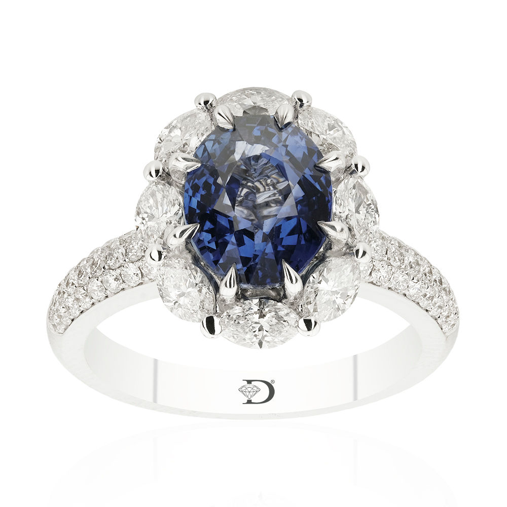 5.65 Carat Diamond Sapphire Ring