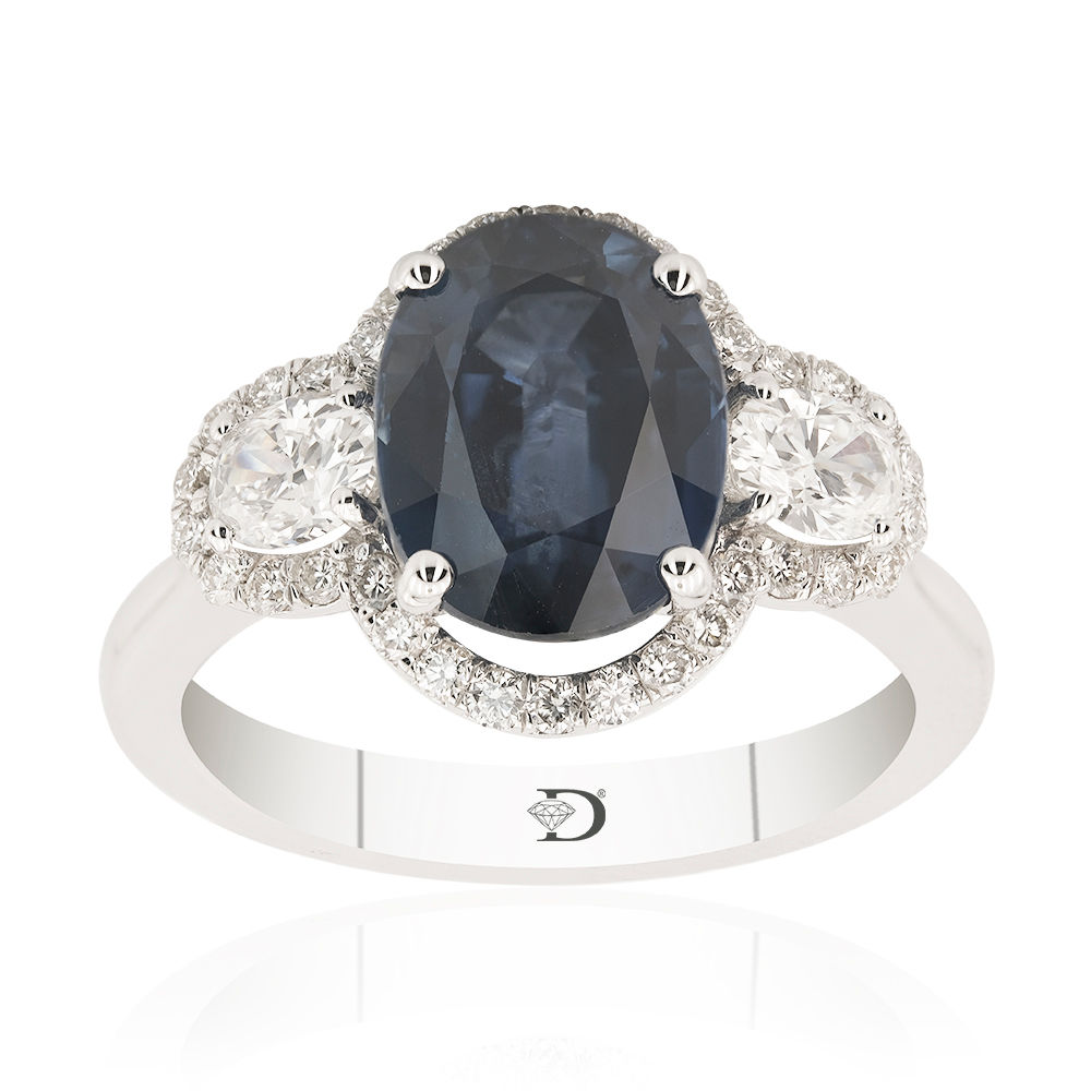 4.97 Carat Diamond Sapphire Ring