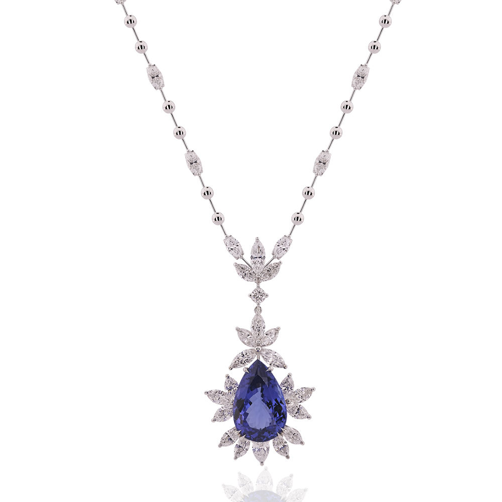 19.71 Carat Diamond Tanzanite Necklace