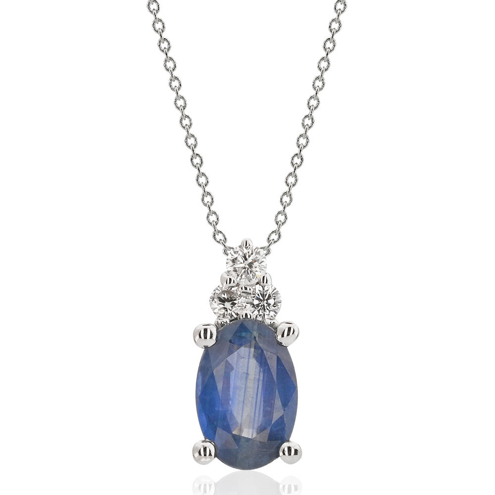0.57 Carat Diamond Sapphire Necklace