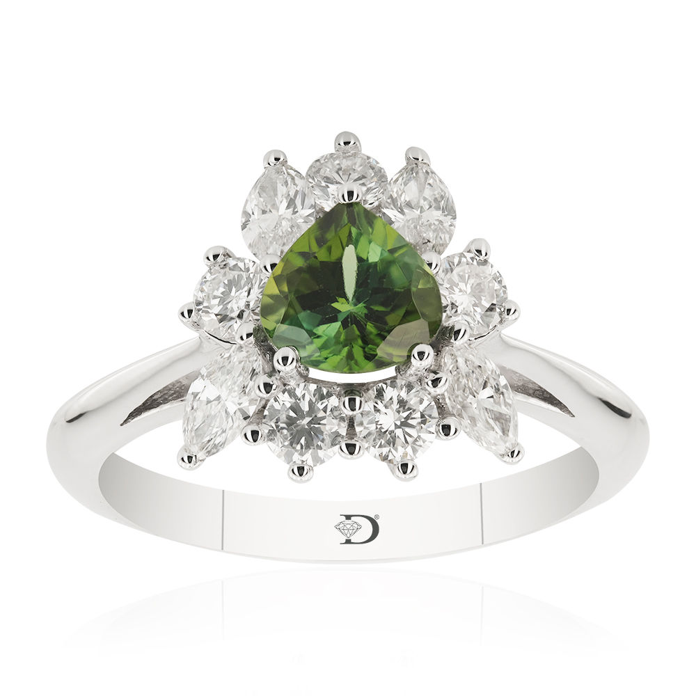1.69 Carat Diamond Tourmaline Ring