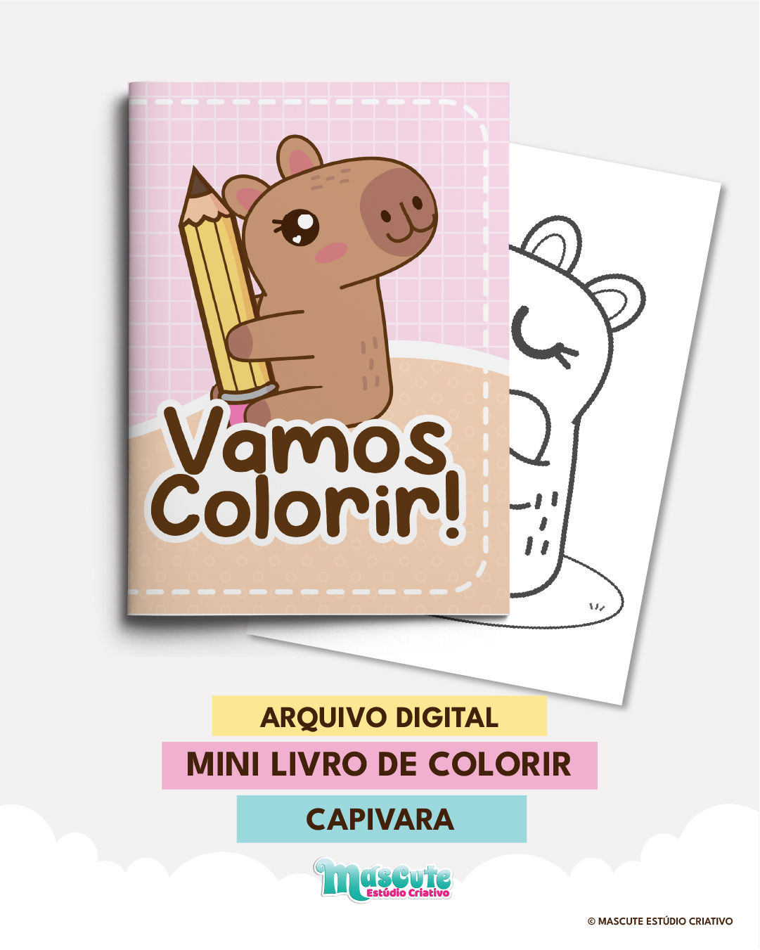 ARQUIVO DIGITAL MINI LIVRO PARA COLORIR | CAPIVARA