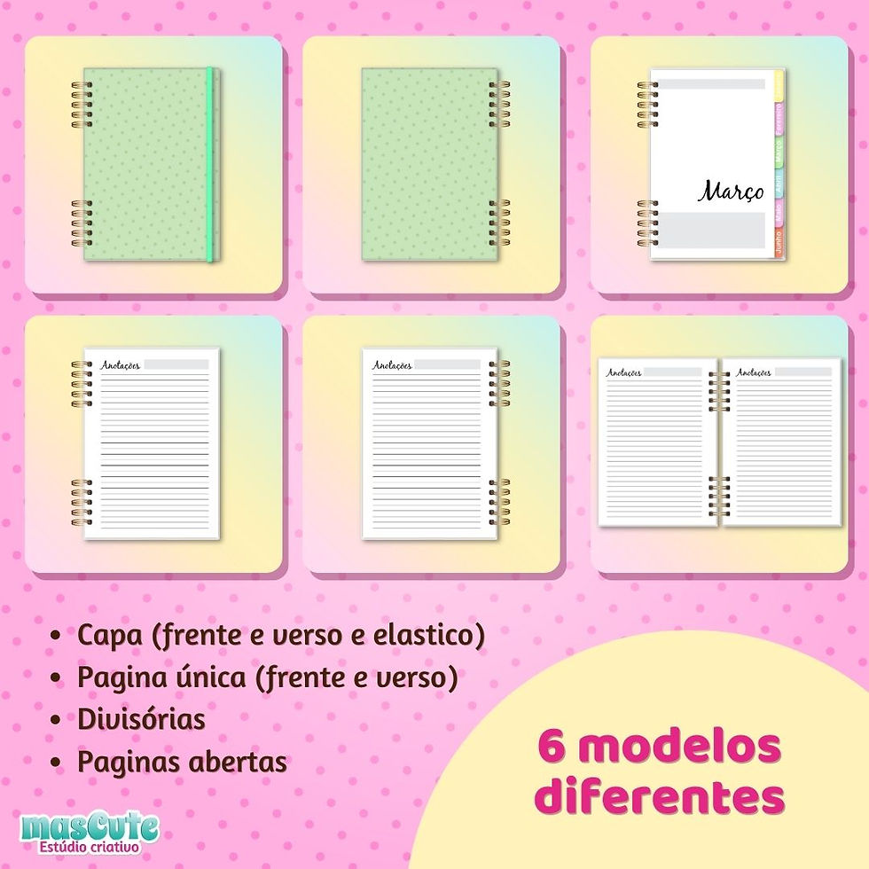 Miniatura: Kit Mockup planner/caderno wire-o parcial A5/A4