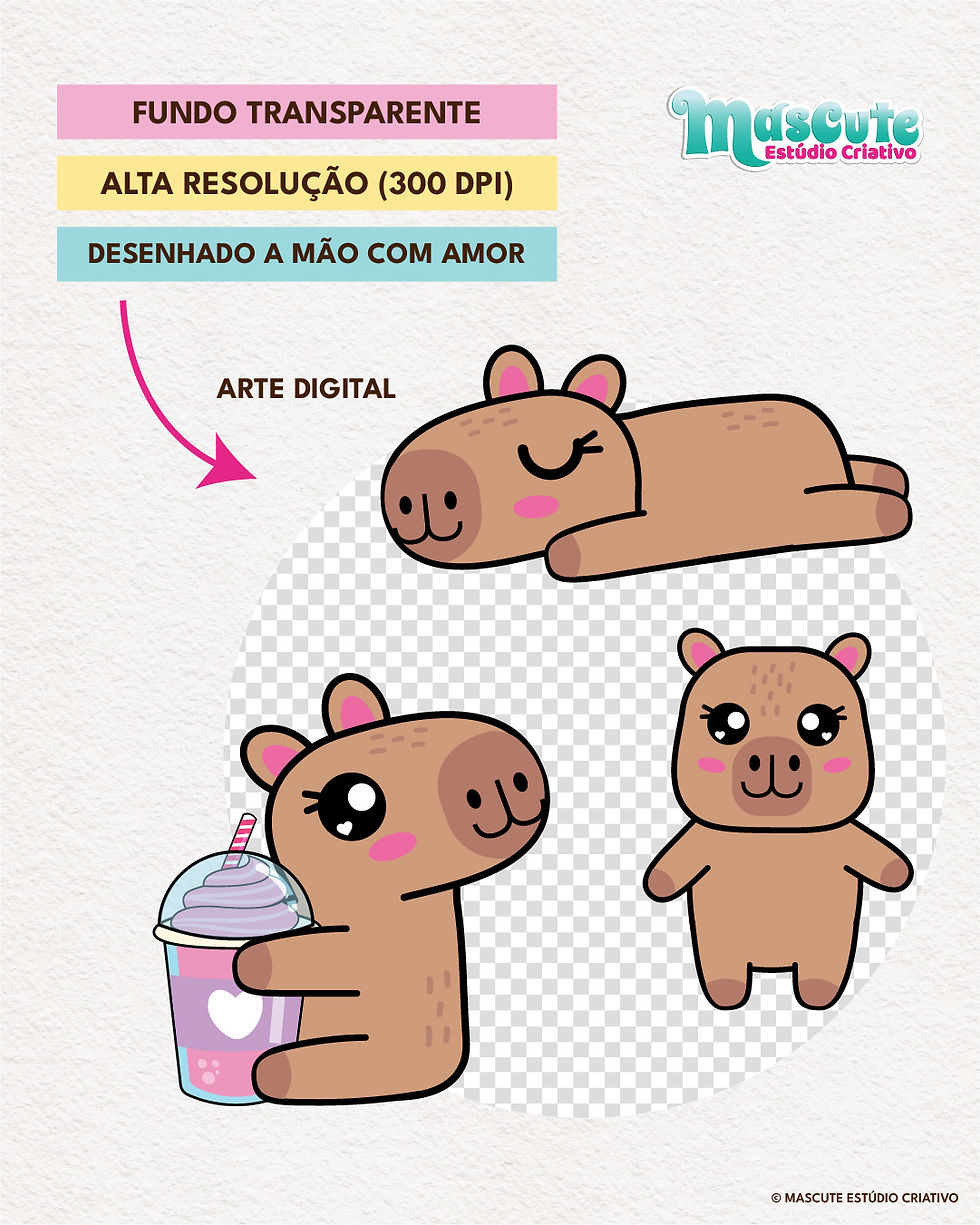 Miniatura: CAPIVARA FOFA  |  KIT DIGITAL CLIPART