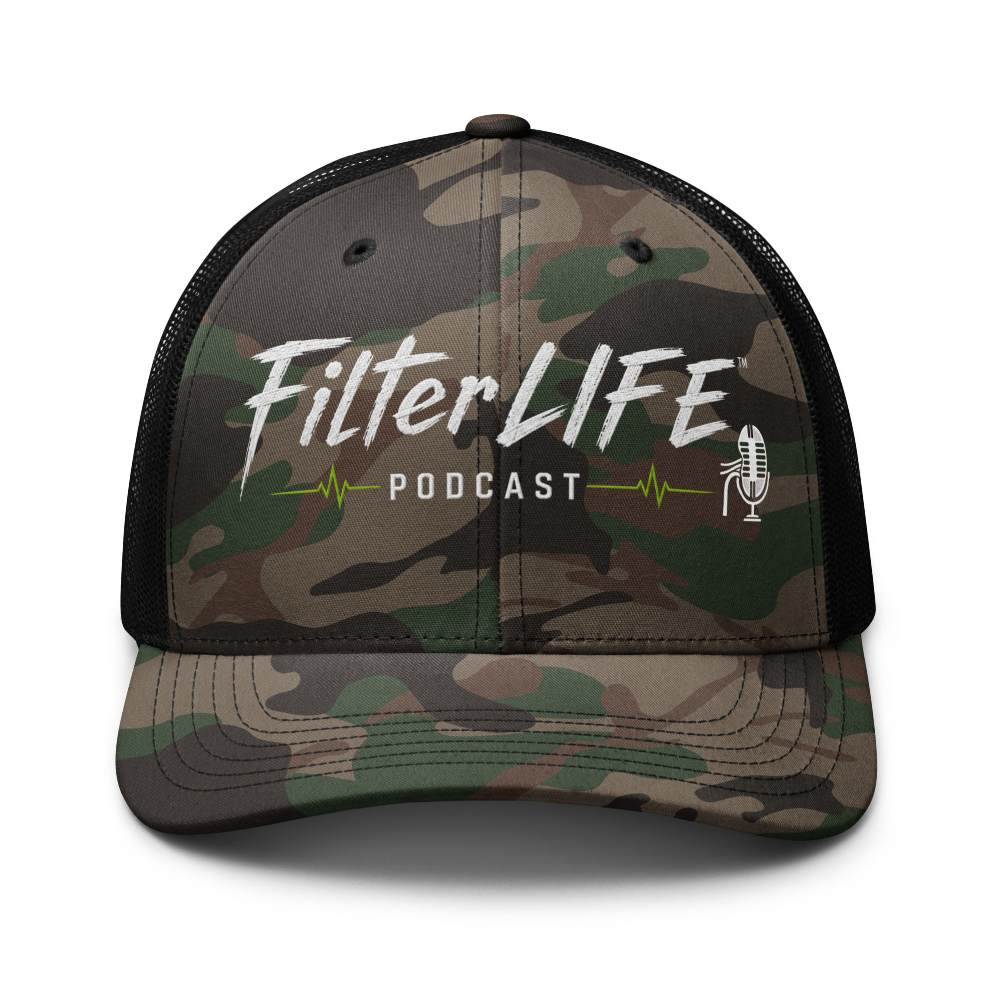 FilterLIFE™ Podcast Camouflage trucker hat
