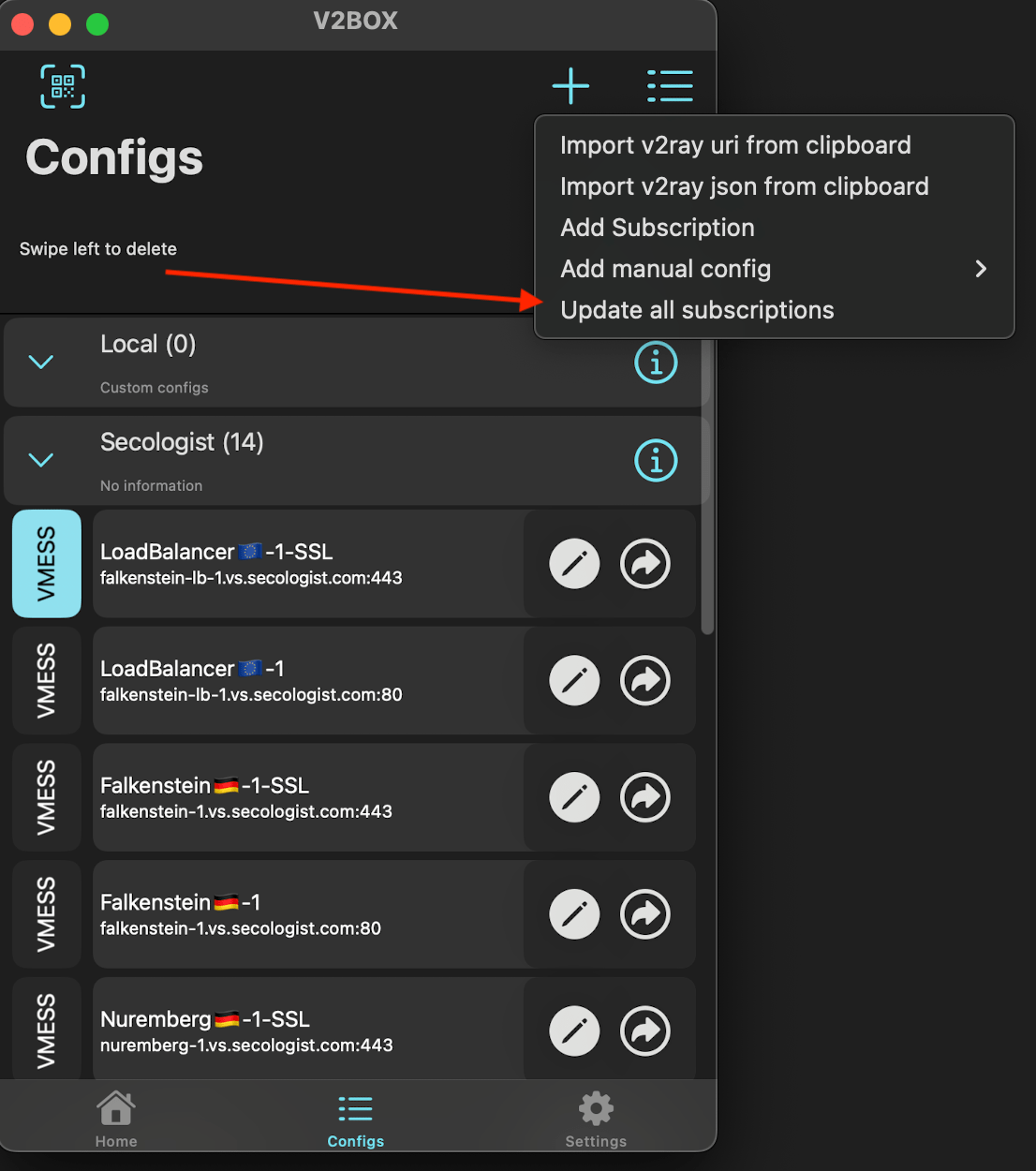 Secologist manually update subscriptions