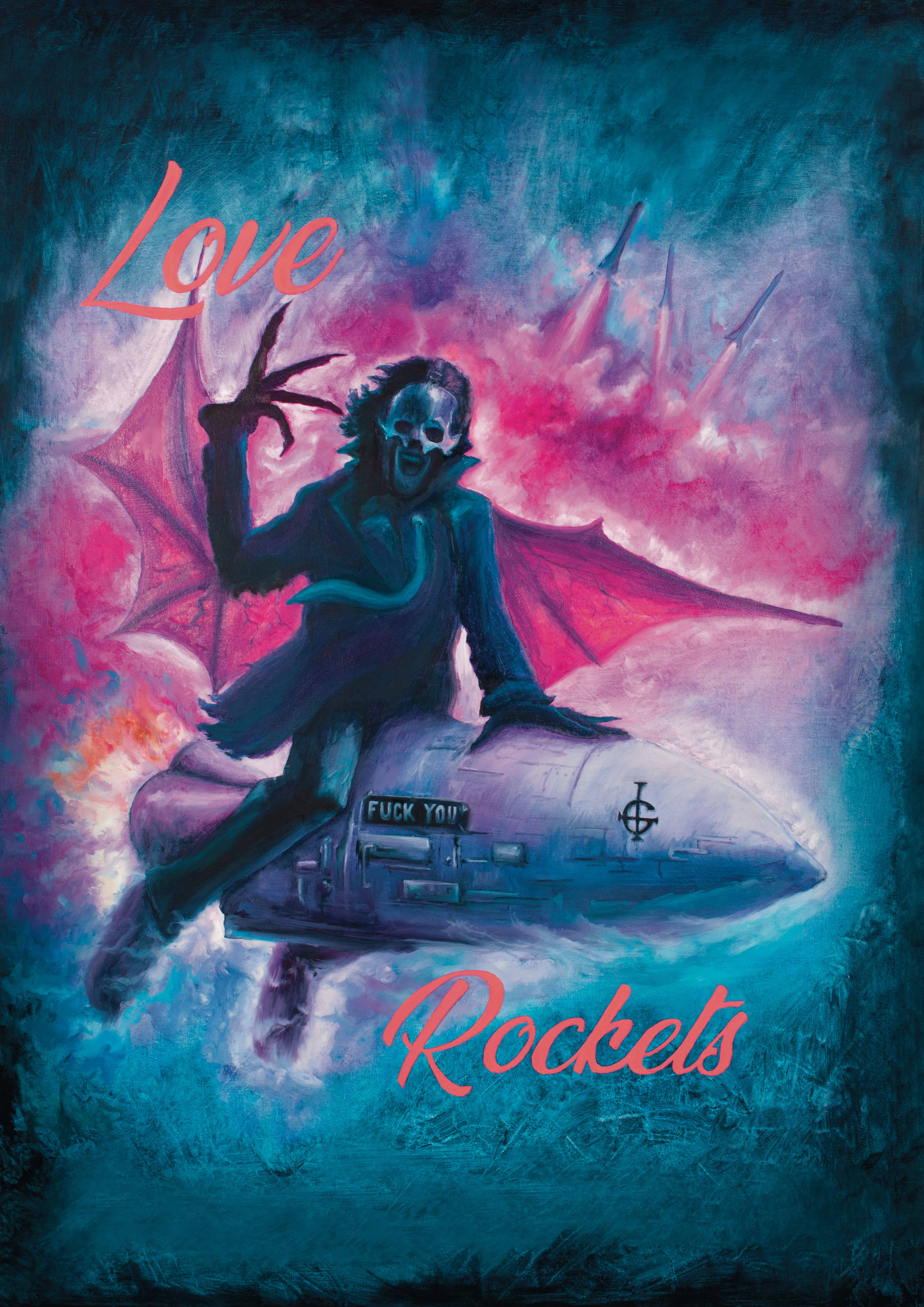 Love Rockets - Ghost Band Original Oil Painting on Canvas 24x30"