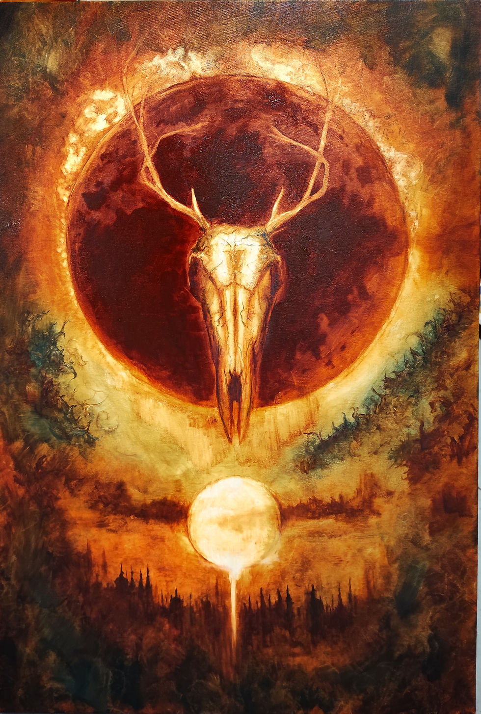 Hunters Moon - Original Oil Painting Surreal Dark Fantasy