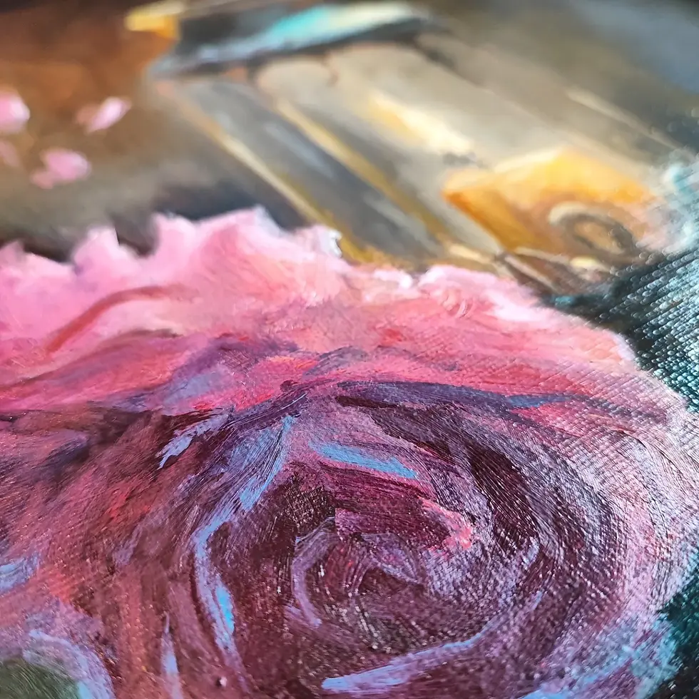 Thumbnail: Rose by Candlelight - Original Oil painting - framed