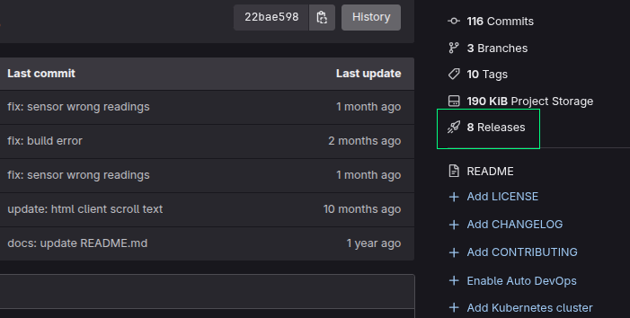 Gitlab release screenshot