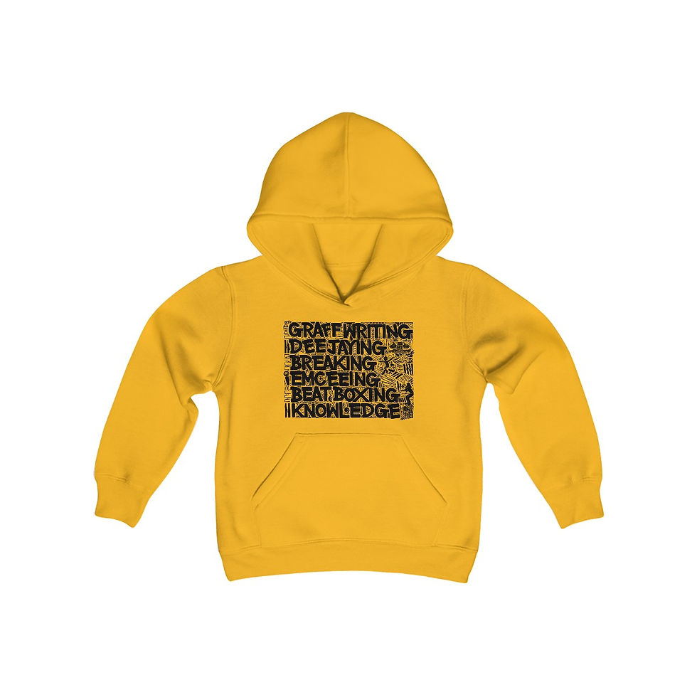 Thumbnail: Elements of Hip Hop (front) / Calmpositions Album (back) **Youth Size Hoodie