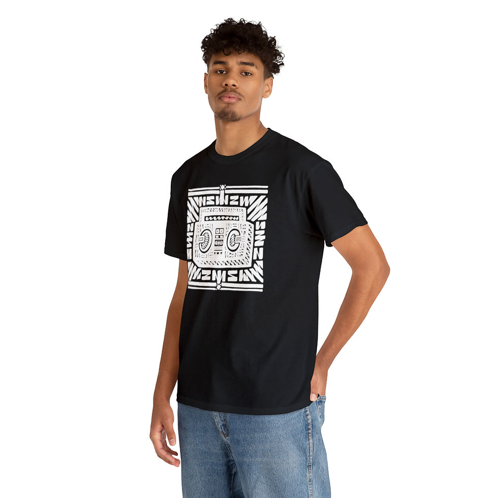 Thumbnail: Boombox (front) / Mind's Eye (back) - Unisex Heavy Cotton T-Shirt