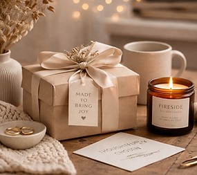 Thoughtfully wrapped gift and ambiance.png