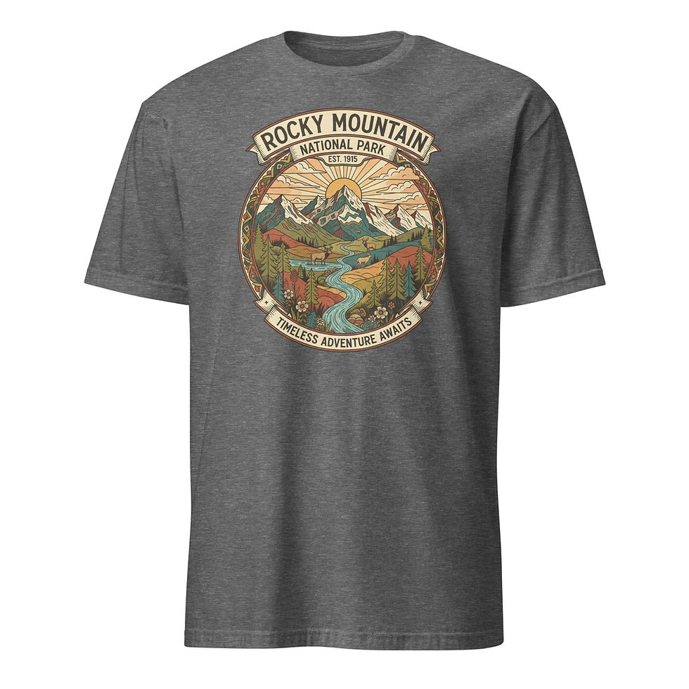Rocky Mountain NP with Sun - Short-Sleeve Unisex T-Shirt