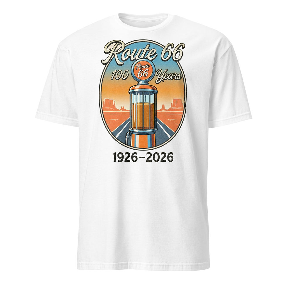 Thumbnail: Route 66 Centennial T‑Shirt featuring a vintage gas pump and anniversary text.