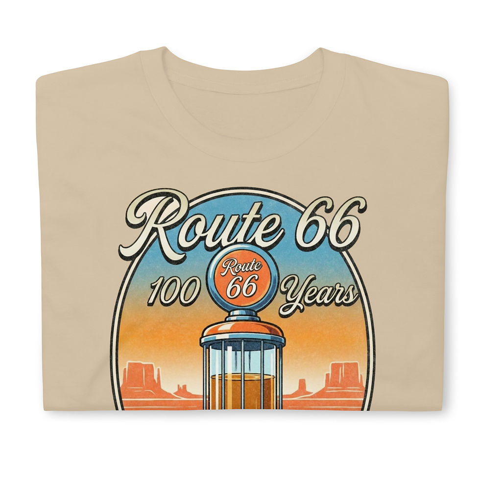 Thumbnail: Route 66 Centennial T‑Shirt featuring a vintage gas pump and anniversary text.
