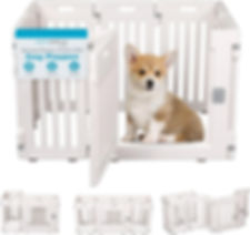 BIRDROCK HOME Dog Playpen w/Door, 12 Panel, 25.6in H | Strong Plastic, Non-Slip