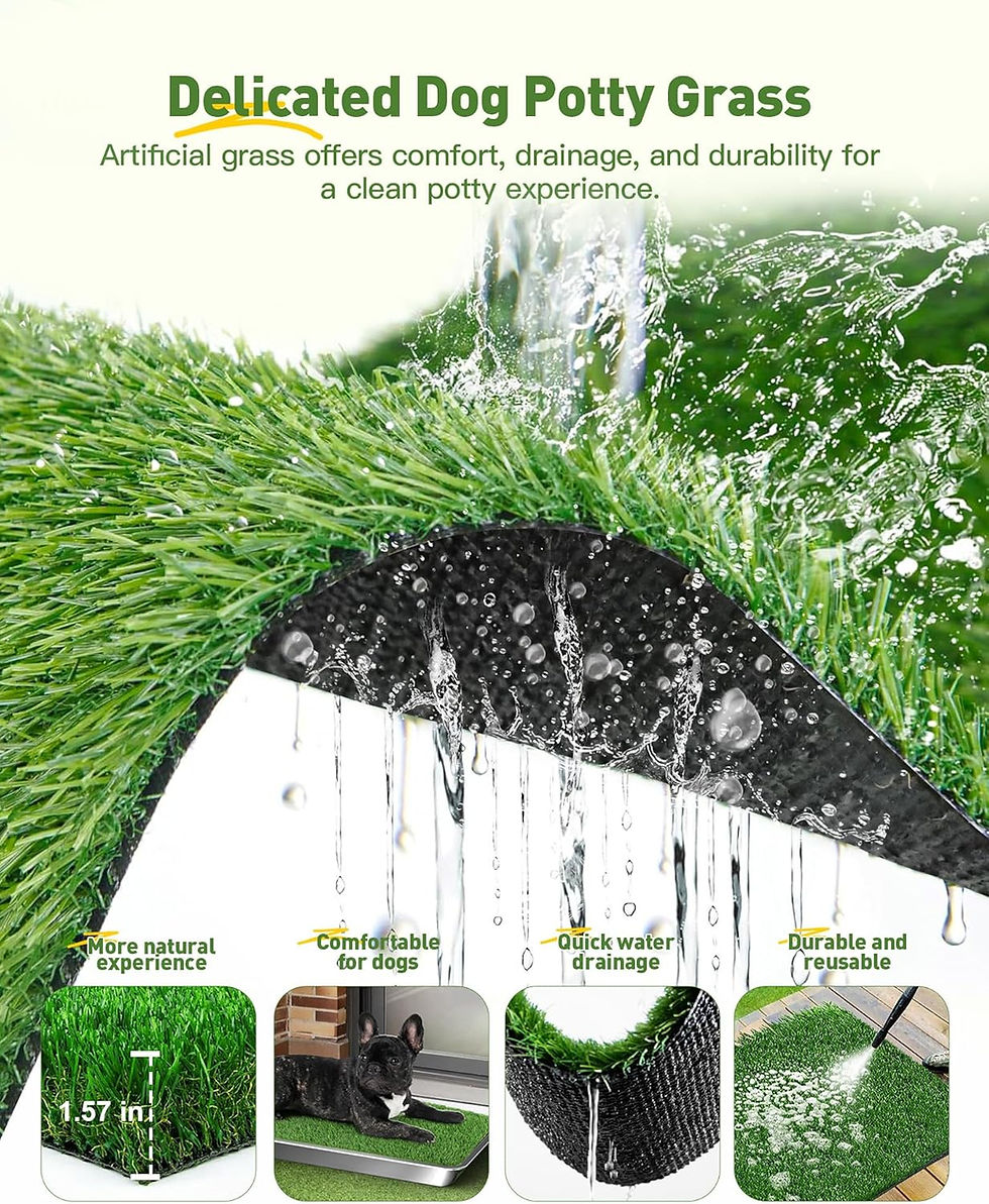Thumbnail: Dog Grass Pad with Tray, 24" X 16" Stainless Steel Tray & 2 Replacement Artific