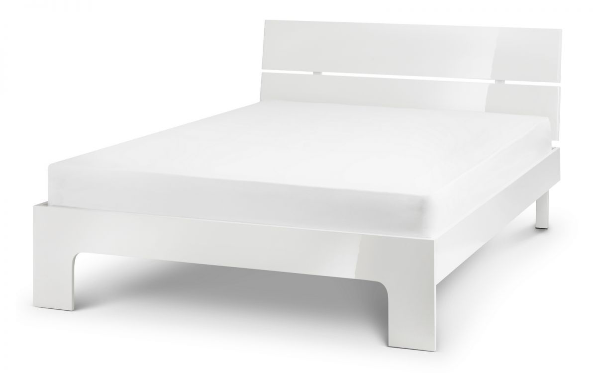 White High Gloss Bedframe with Mattress