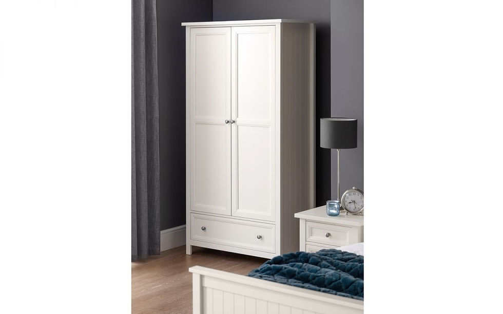 Thumbnail: Maine Surf White 2 Door 1 Drawer Double Wardrobe