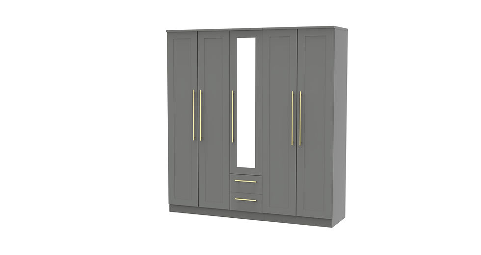 Thumbnail: Haworth Tall 5 Door 2 Drawer Centre Mirror Wardrobe
