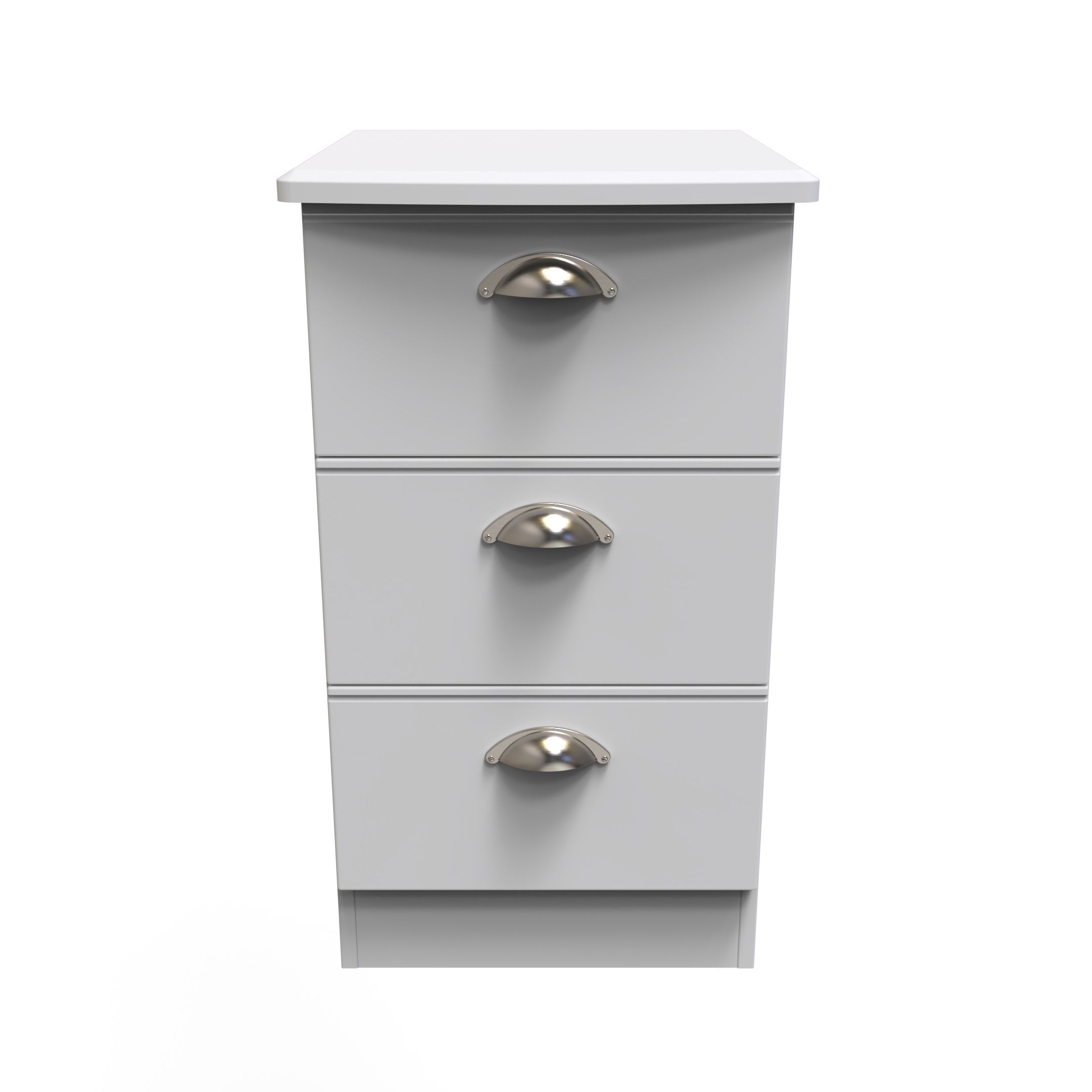 Victoria Grey Matt 3 Drawer Bedside Table