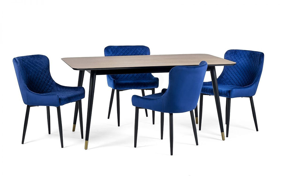Thumbnail: Findlay Rectangle Dining Table & 4 Luxe Velvet Dining Chairs