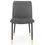 Thumbnail: Front view of a grey dining chair with black and gold legs