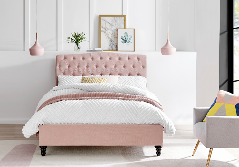 Thumbnail: Limelight's Rosa  Pink Fabric Bed Frame