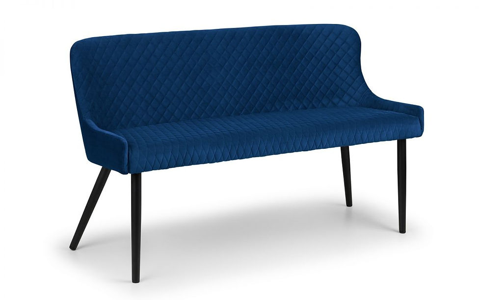 Thumbnail: Luxe blue high back dining bench