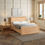 Thumbnail: Limelight's Kenji Oak Chevron Bed Frame with Storage Drawer