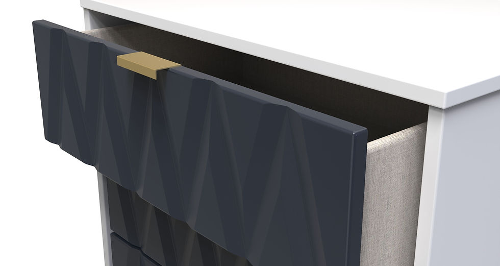 Thumbnail: Diamond Indigo with White Matt Base 5 Drawer Chest