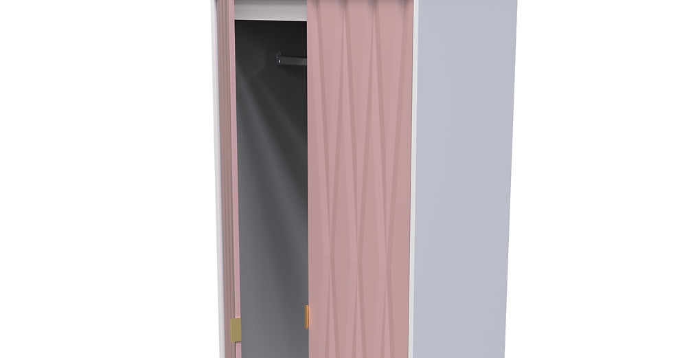 Thumbnail: Diamond Pink with White Matt 2 Door 2 drawer Wardrobe