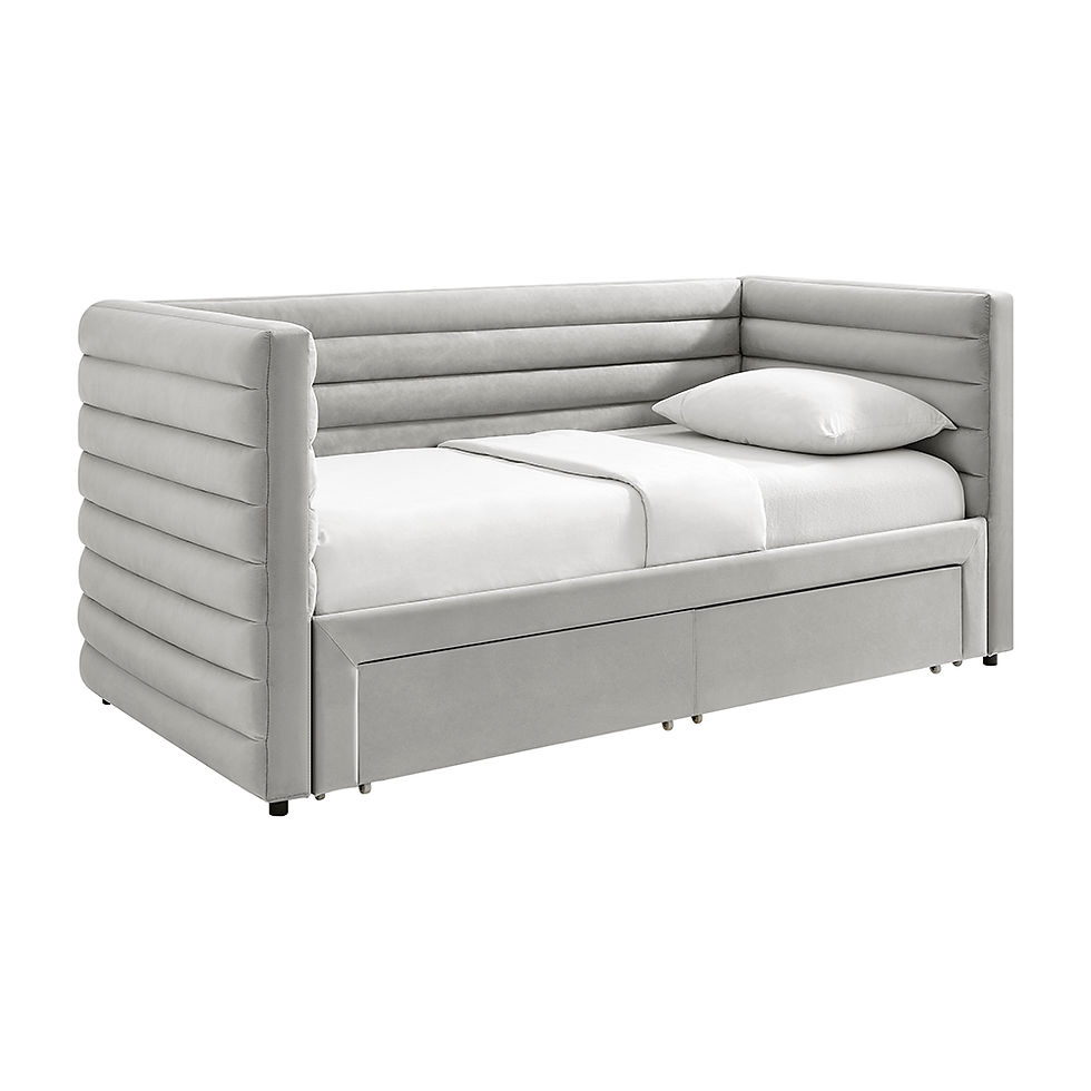 Thumbnail: Bellatrix Grey Velvet Daybed with Pull Out Storage