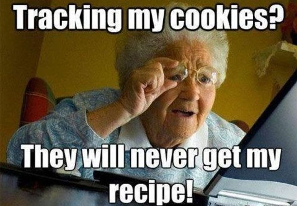 An old lady talking about cookies.
