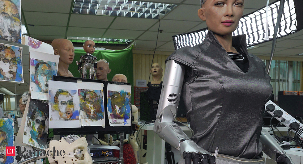 The humanoid robot, Sophia created an artwork titled “Sophia Instantiation” in collaboration with an Italian artist named Andrea Bonacato which sold for nearly $700,000.