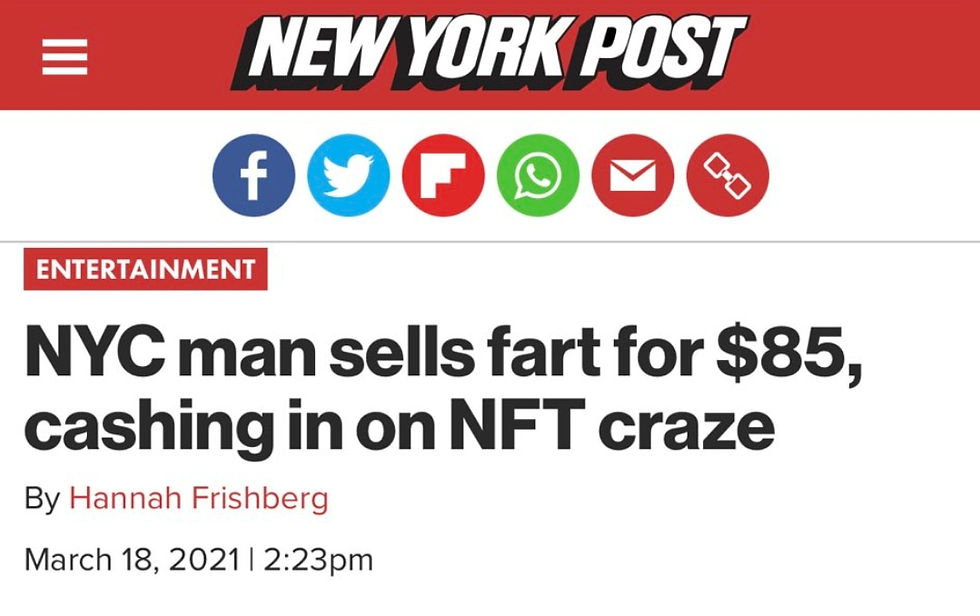 NEW YORK POST of NYC man selling fart as NFT