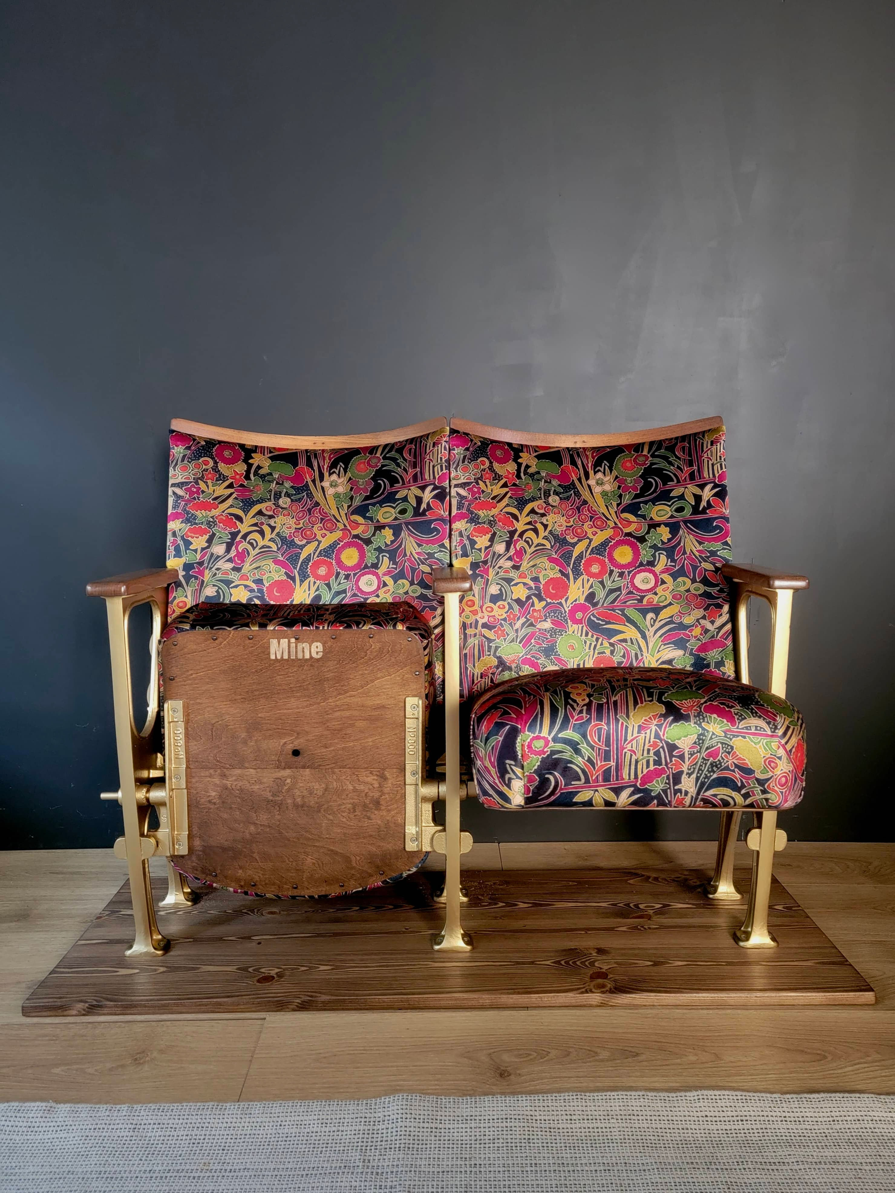 Set of two vintage cinema seats in Grand Tiffany velvet