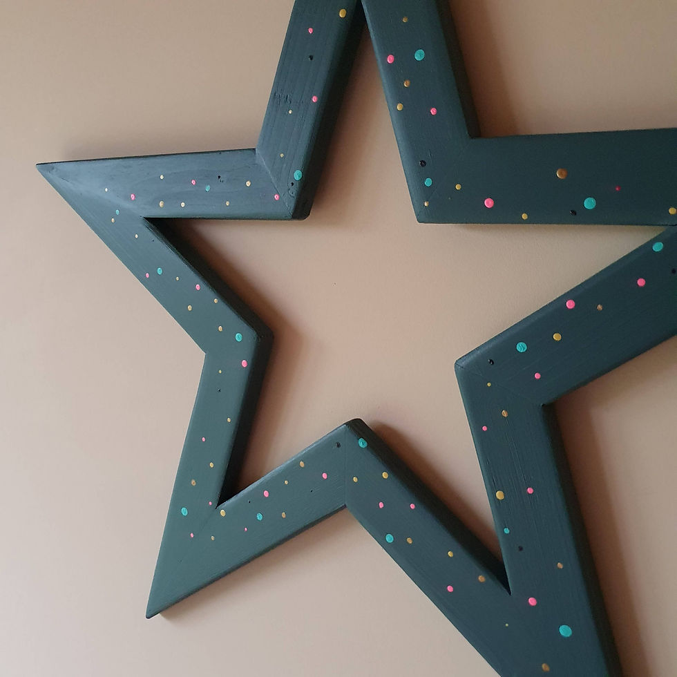 Thumbnail: Blue with dot design painted wooden star