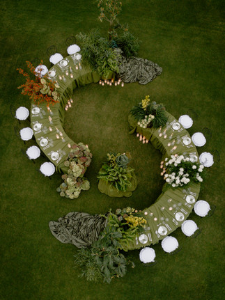 table setup in olive green
