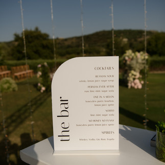 white plexiglass Cocktail menu