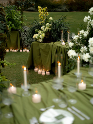 table setup in olive green