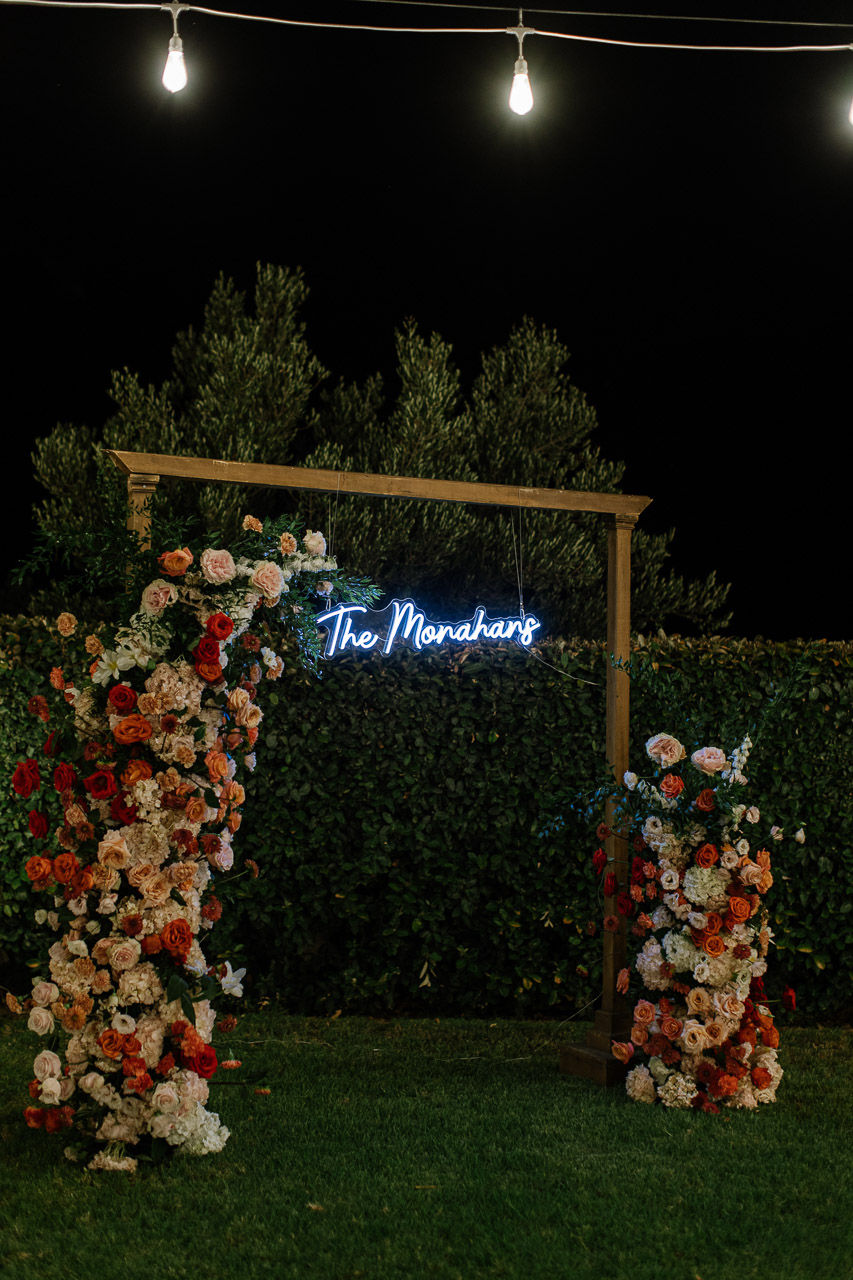 flower arch with led sign