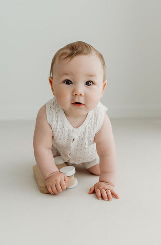 Natural baby milestone studio photography in Esher Surrey