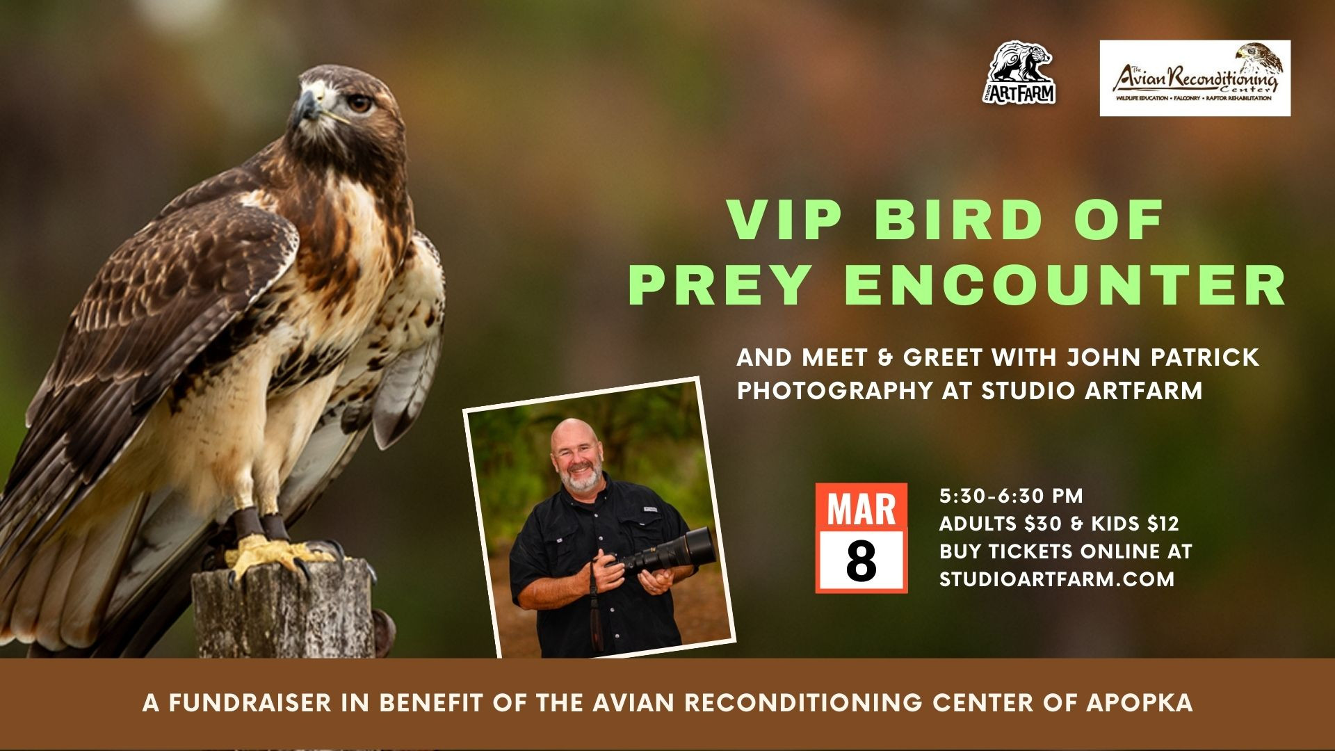 VIP Bird of Prey Encounter & Artist Meet and Greet | Studio ArtFarm