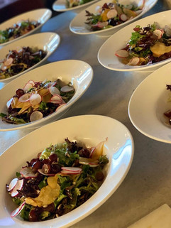 Winter greens, green apple, grapes red wine vinaigrette