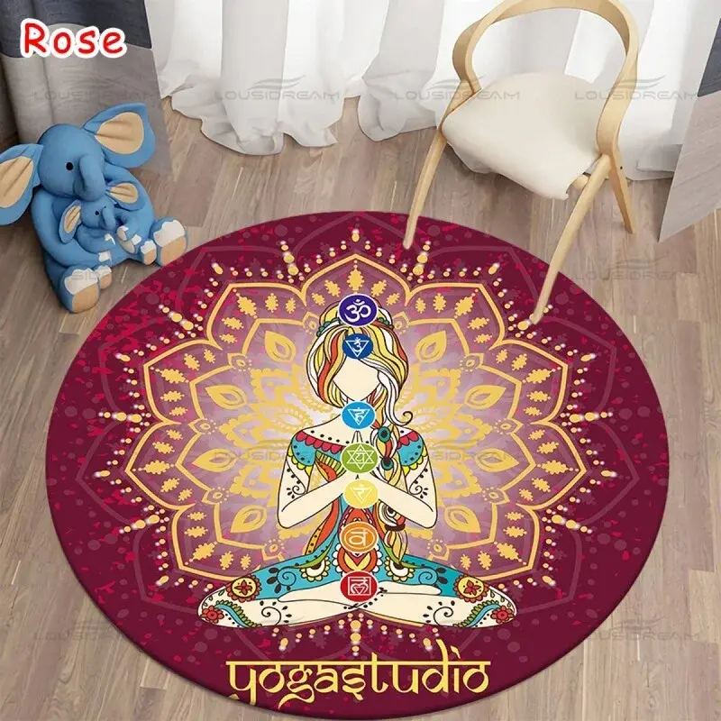 Thumbnail: Round Meditation Chakra Pattern Rug